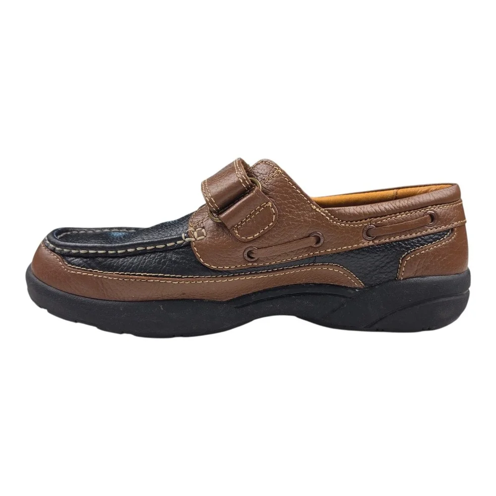 Dr. Comfort Mike Boat Shoes 8660 10.5W Brown Black Leather Therapeutic Loafers